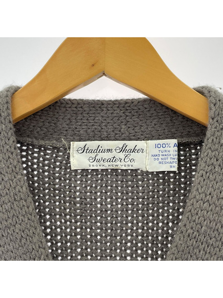 50s-60s レタードカーディガン/チャコール/チェーンステッチ