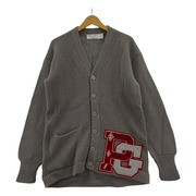 50s-60s レタードカーディガン/チャコール/チェーンステッチ