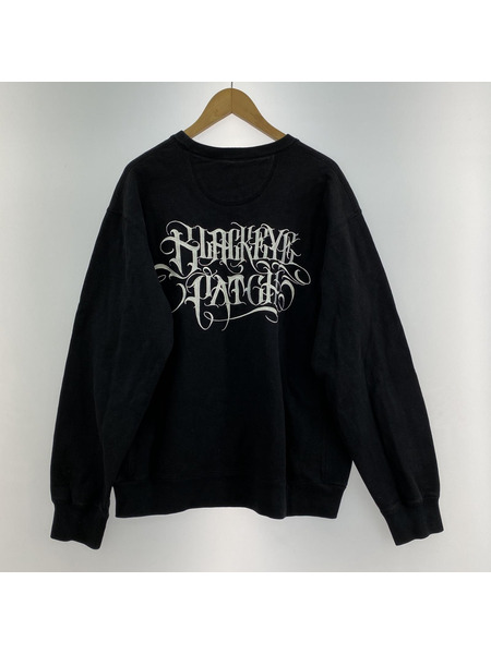 BLACK EYE PATCH×APHRODITE GANG AGH CREW SWEAT 刺繍スウェット L