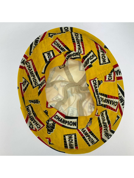 ハット USA製 CHAMPION 総柄バケットハット イエロー
