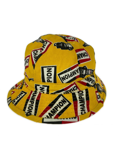 ハット USA製 CHAMPION 総柄バケットハット イエロー