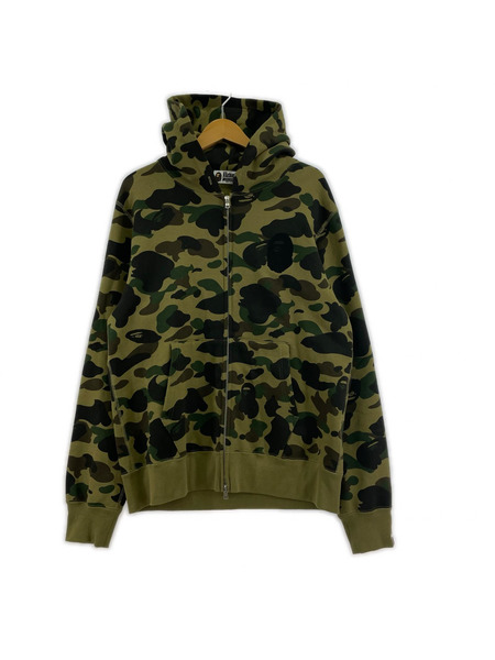 A BATHING APE パーカー(ジップアップ) サルカモ ジップパーカー 緑 XL