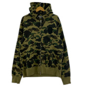 A BATHING APE パーカー(ジップアップ) サルカモ ジップパーカー 緑 XL