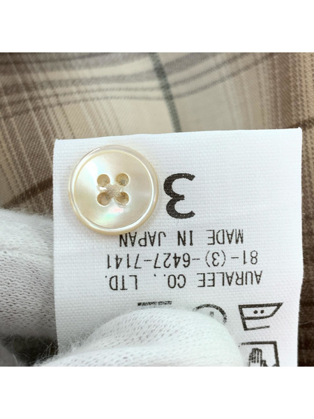AURALEE 長袖シャツ 25SS SUPER LIGHT WOOL CHECK SHIRT