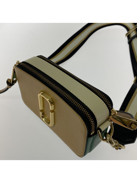 MARC JACOBS ショルダーバッグ スナップショット/ベージュ×グリーン