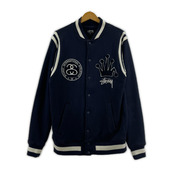 STUSSY ジャケット スウェットスタジャン 紺  L