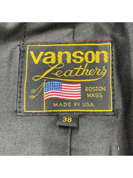 VANSON ライダース タイプB シングルレザーライダース ブラック (38)