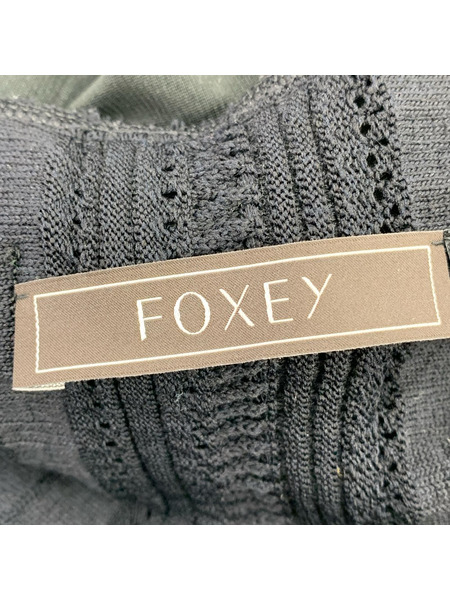 FOXEY ノースリーブワンピース ニット ティアードワンピース 黒