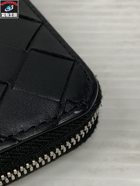 長財布 イントレチャート 黒 ラウンドジップ 財布 黒