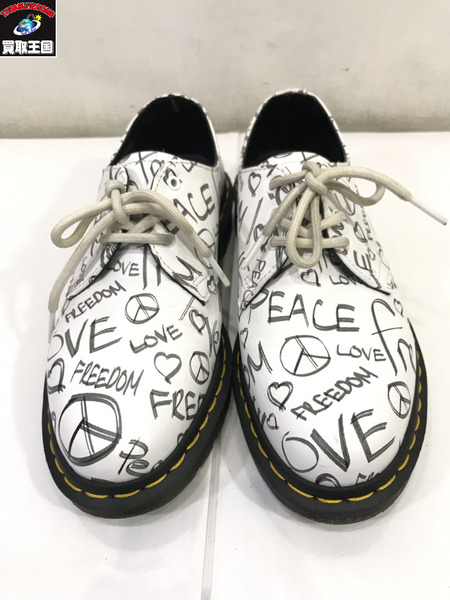Dr.Martens/Script Peace Love Freedom Black Oxford Shoes/ドクターマーチン/白/シューズ