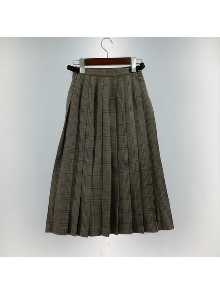 LENO WOOL CHECK WRAP SKIRT ２