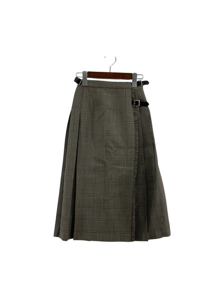 LENO WOOL CHECK WRAP SKIRT ２