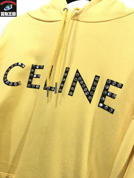 CELINE STUDS LOGO PULLOVER パーカー YEL イエロー L セリーヌ