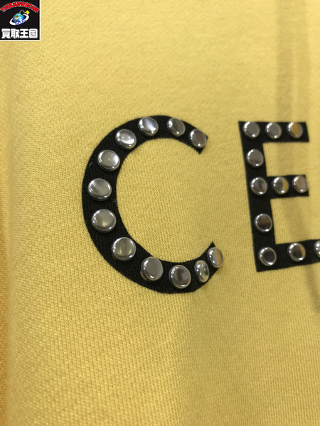 CELINE STUDS LOGO PULLOVER パーカー YEL イエロー L セリーヌ