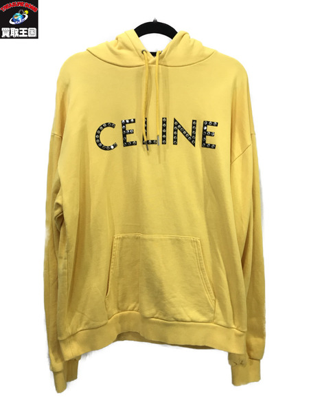 CELINE STUDS LOGO PULLOVER パーカー YEL イエロー L セリーヌ