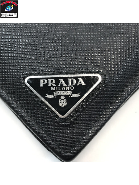 PRADA プラダ ミニトライアングルロゴ サフィアーノレザー コンパクトウォレット ブラック 折りたたみサイフ