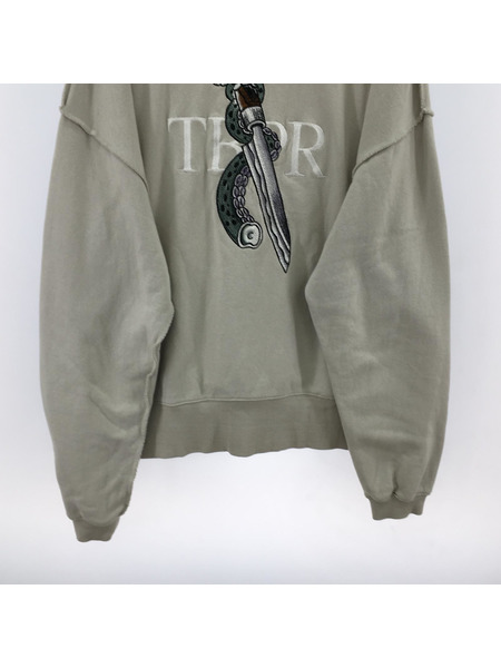 TIGHTBOOTH スウェット・トレーナー TAKODOSU バック刺繍クルーネック ベージュ