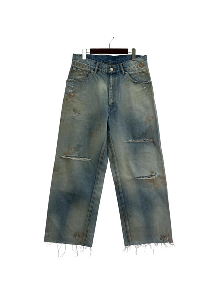 ANCELLM 23SS DAMAGE SELVEDGE DENIM STRAIGHT 5P PANTS