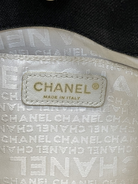 CHANEL チョコバー ワイルドステッチ トートバッグ ブラック×ホワイト