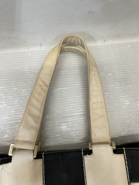 CHANEL チョコバー ワイルドステッチ トートバッグ ブラック×ホワイト