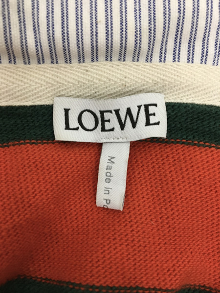 LOEWE ストライプコットンニットポロ（S)オレンジ×グリーン