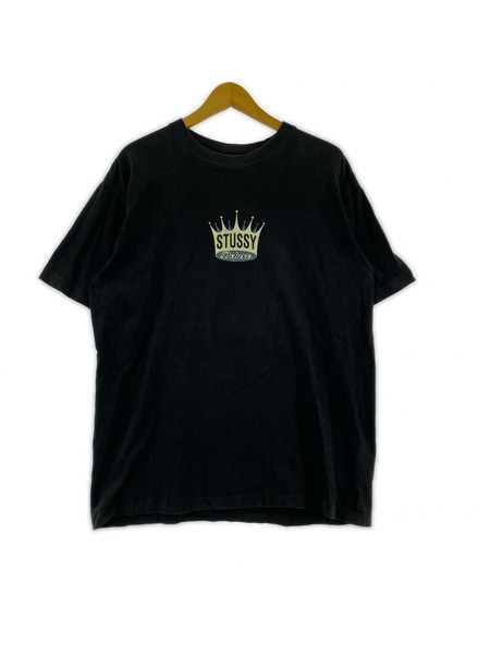 STUSSY 半袖Tシャツ・カットソー 90s/白タグ/クラウン/黒/L