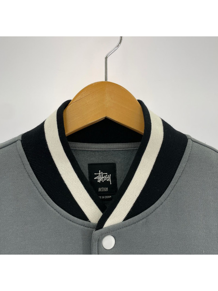 STUSSY ジャケット スウェットスタジャン 青 M