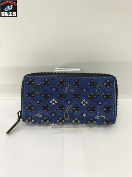 ルブタン 長財布 1175153 パネトーネ ロゴスタッズ ラウンドファスナー 青