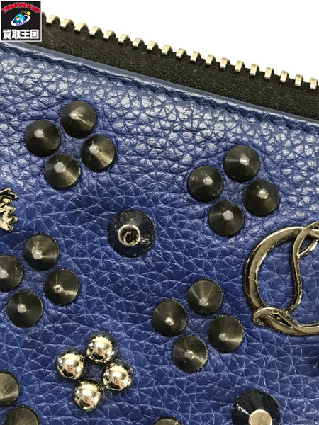 ルブタン 長財布 1175153 パネトーネ ロゴスタッズ ラウンドファスナー 青