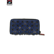 ルブタン 長財布 1175153 パネトーネ ロゴスタッズ ラウンドファスナー 青