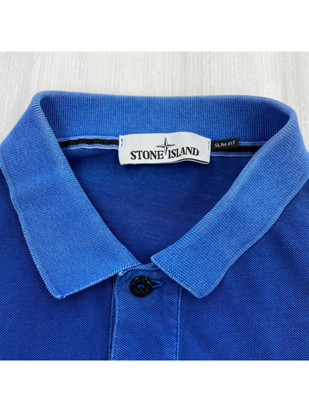 STONE ISLAND ポロシャツ ロゴパッチポロシャツ BLU (XXL)