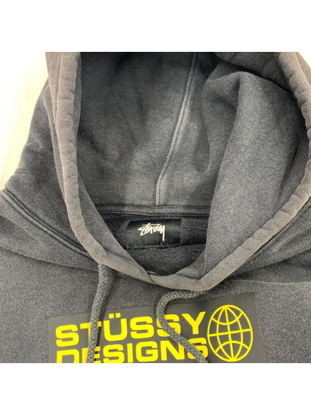 STUSSY DESIGNS スウェットプルオーバーパーカー (M) ブラック