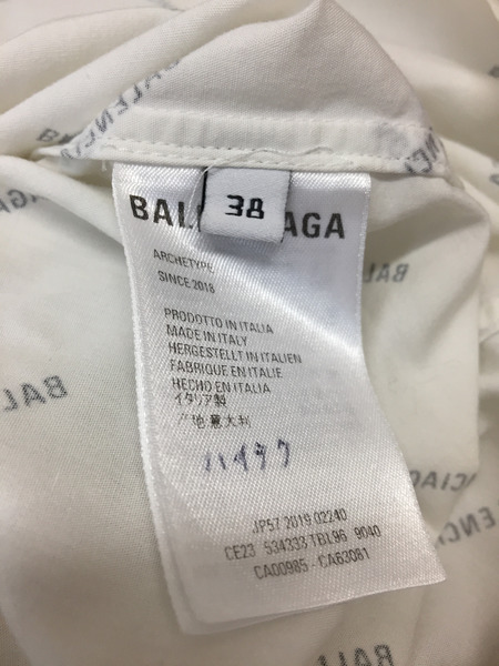 BALENCIAGA/ノーマルフィット/オールオーバーロゴ/BDシャツ/38/CE23 534333 TBL96