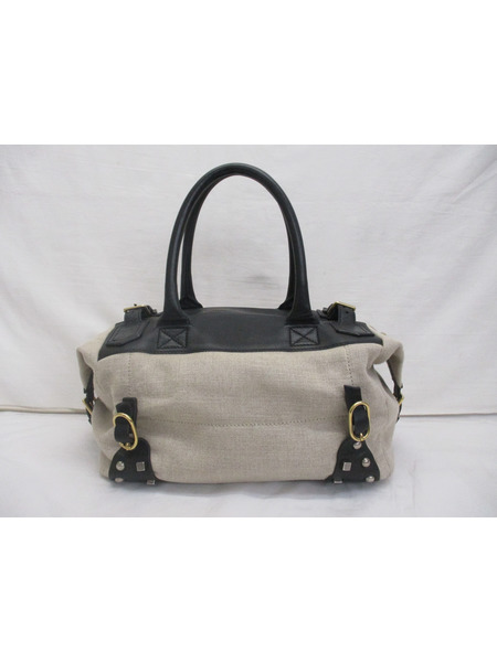  CELINE スタッズ キャンバス/レザー ボストンバッグ　黒