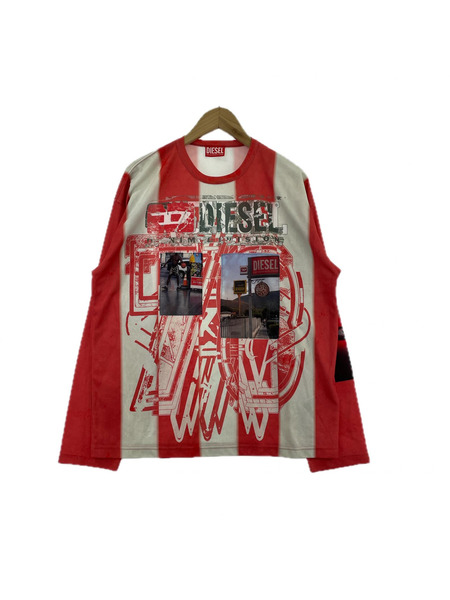 DIESEL T-RUBY M L/Sカットソー M レッド