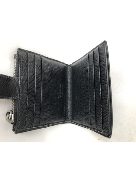 コンパクトウォレット サフィアーノ トライアングル カードホルダー ブラック
