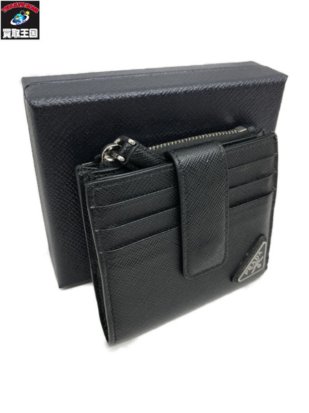 コンパクトウォレット サフィアーノ トライアングル カードホルダー ブラック