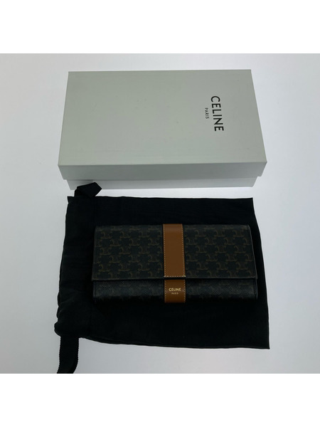 長財布 CELINE トリオンフ フラップロングウォレット