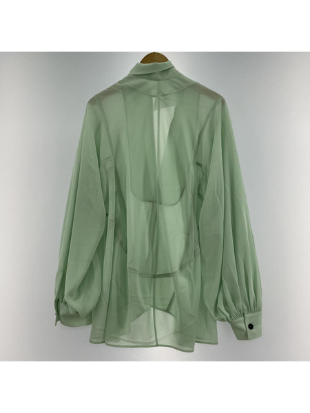 HARUNOBUMURATA VOLUMINOUS SLEEVE SHEER BLOUSE 36 グリーン