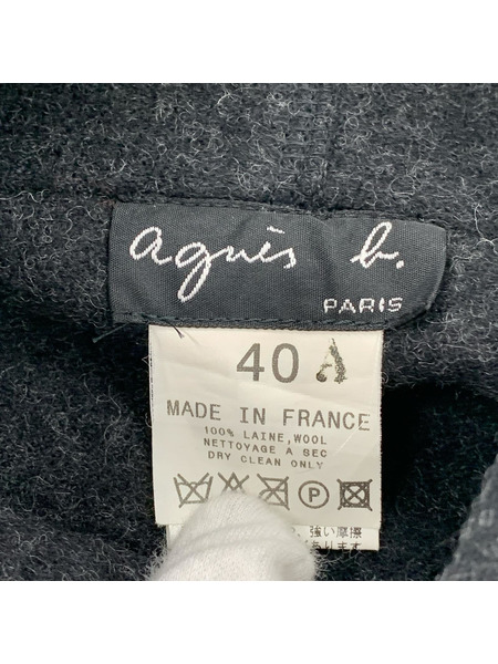 agnes b. 長袖ワンピース ウールタートルネックワンピース フリンジ グレー[値下]