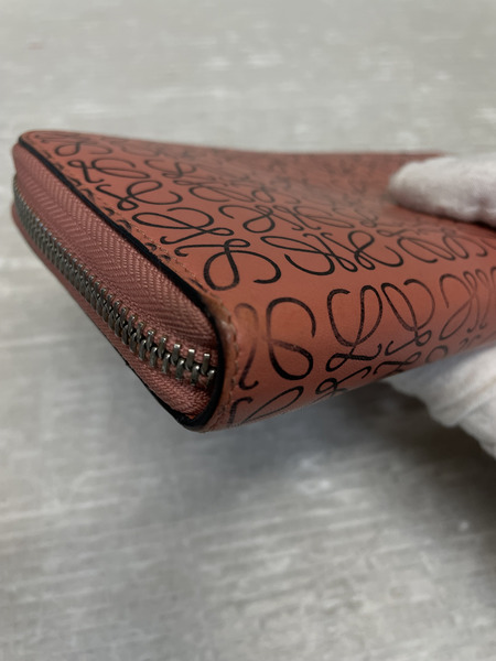 LOEWE リピートアナグラム ラウンドジップロングウォレット ピンク