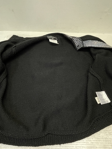 CHANEL 99AW 2ピース スパンコールアンサンブルニット 38 黒 P14362V00671