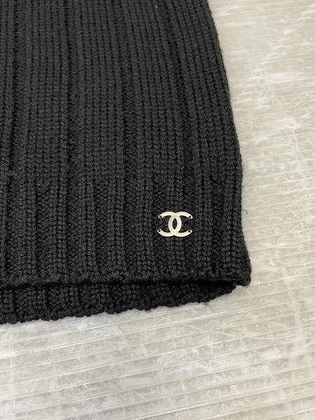 CHANEL 99AW 2ピース スパンコールアンサンブルニット 38 黒 P14362V00671