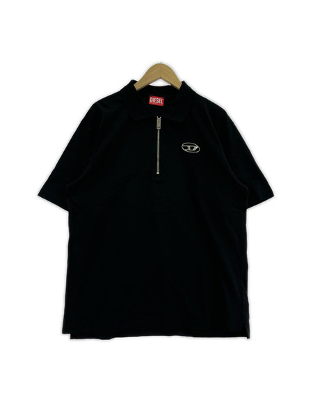 DIESEL ポロシャツ ハーフジップ/黒