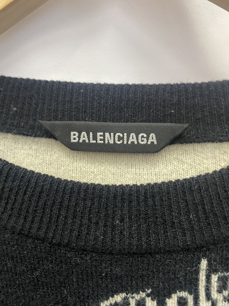 BALENCIAGA ロゴ刺繍 黒　ニット　XS