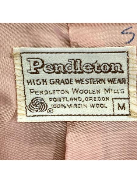 70s PENDLETON 白タグ レザーヨーク ジャケット キャメル (M)