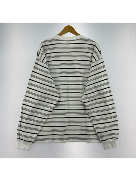 長袖Tシャツ・カットソー plllllleeeasse/multi stripe pocket tee