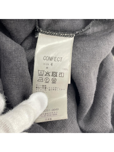 CONFECT 製品染 リネンキャンバスパンツ 4 黒 02251-0049