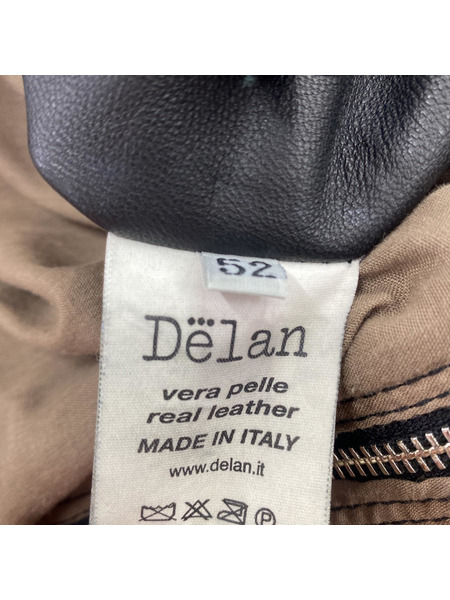 DELAN シングルレザーライダース 52 ブラック