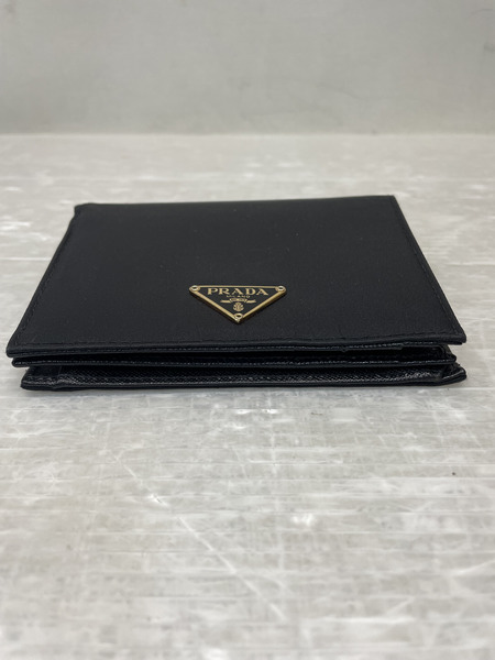 PRADA テスート ナイロン×サフィアーノ コンパクトウォレット ブラック